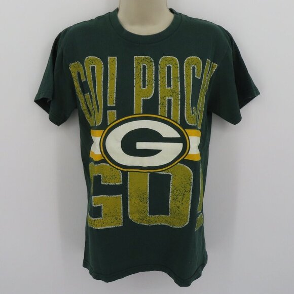 NFL Unisex Adult Small Green Bay Packers Go Pack Go Logo Crew Neck Tee Shirt Top - Picture 8 of 9